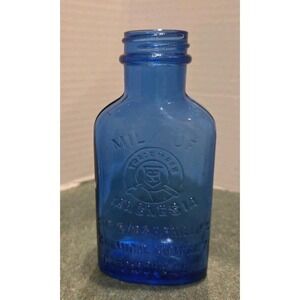 Antique Cobalt Blue Milk of Magnesia Bottle Chas H Phillips Apothecary c1900